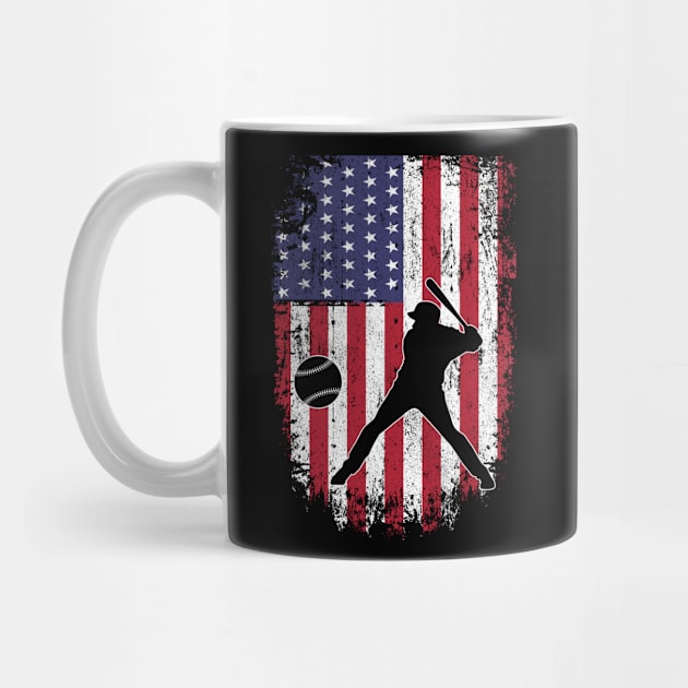 Baseball American Flag Patriot Graphic USA Patriotic Baseball Player by Kens Shop